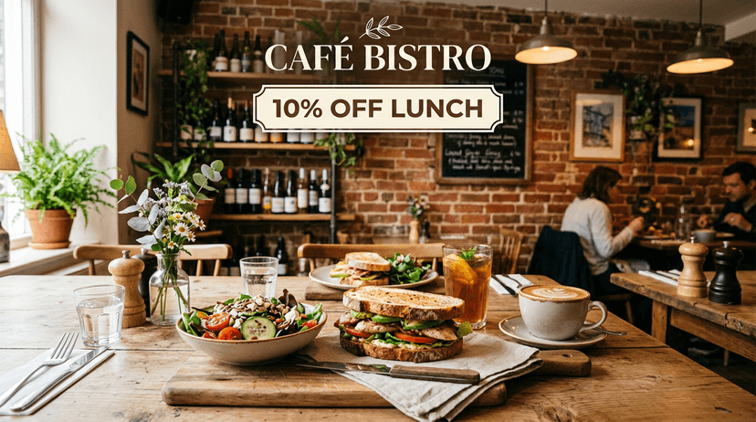 Café Bistro offering 10% off lunch while you charge